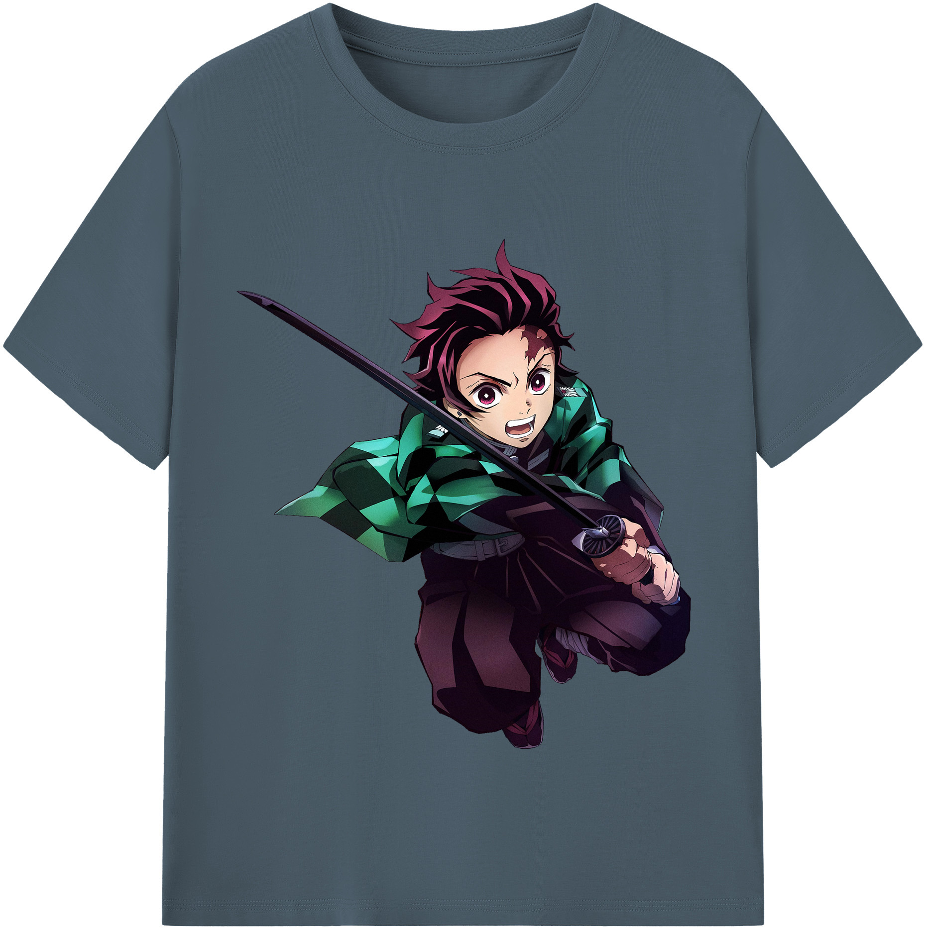 （画像用） 鬼滅の刃 竈門 炭治郎／かまど たんじろう Kamado Tanjirou 綿100％半袖Tシャツ（フロントプリント）